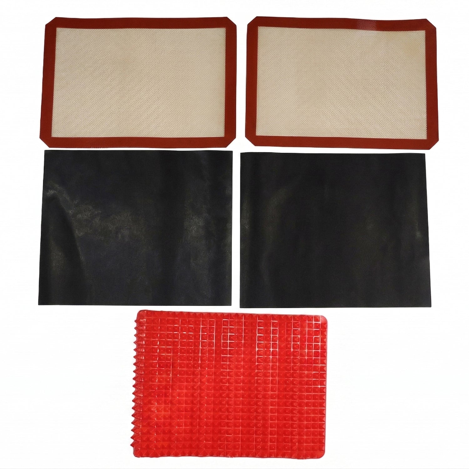 Wukusy 5-piece non-stick silicone baking mat set for versatile baking, roasting, and cooking tasks in the kitchen.