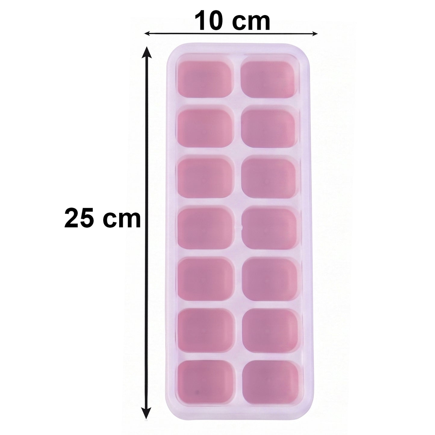 Wukusy multipurpose plastic ice cube tray with lid, pack of 2, 14-grid ice cube trays for freezing cubes efficiently.