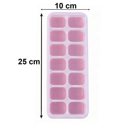 Wukusy multipurpose plastic ice cube tray with lid, pack of 2, 14-grid ice cube trays for freezing cubes efficiently.