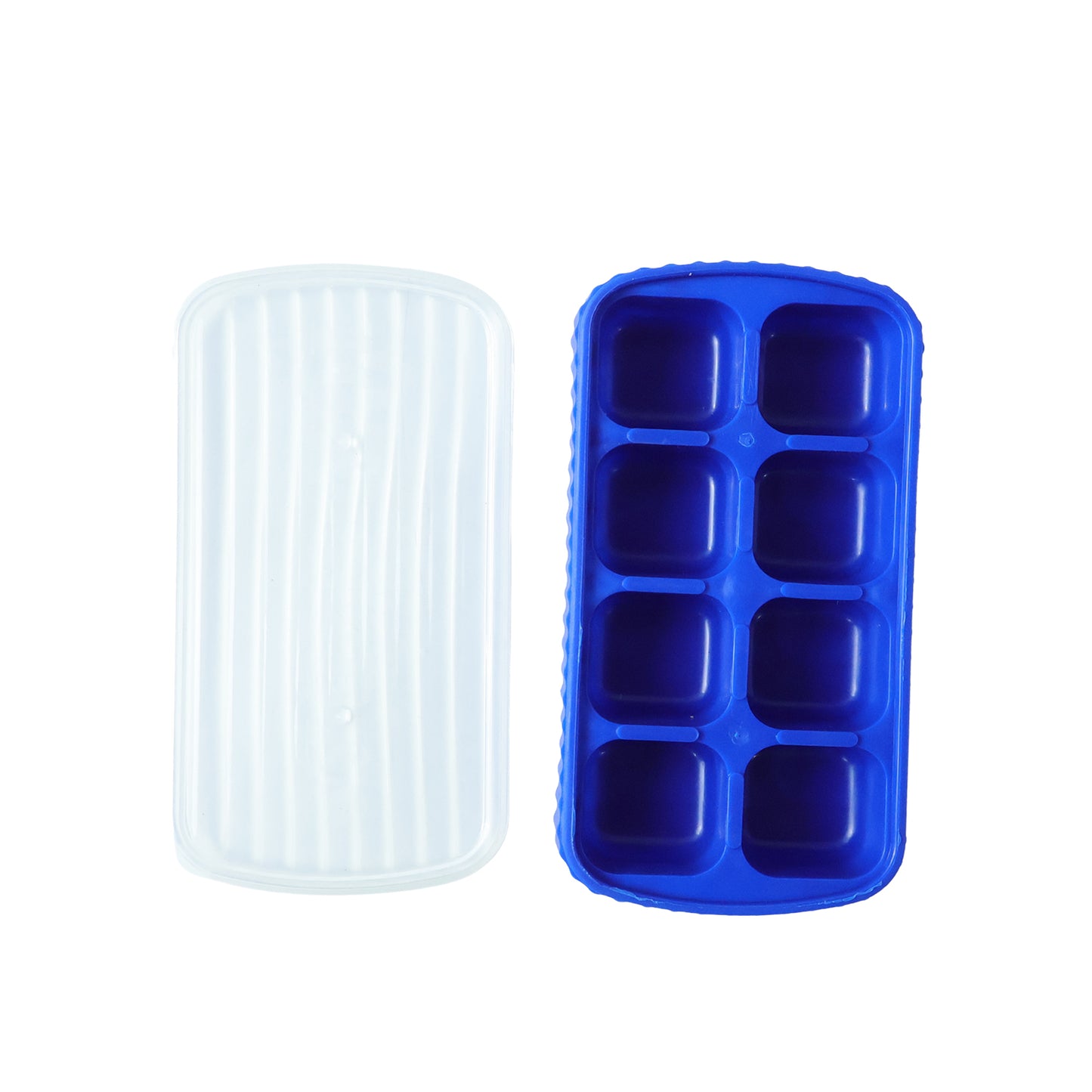 Wukusy multipurpose square ice cube tray with lid, 17x9 cm, 8-grid for freezing ice cubes or other small items.