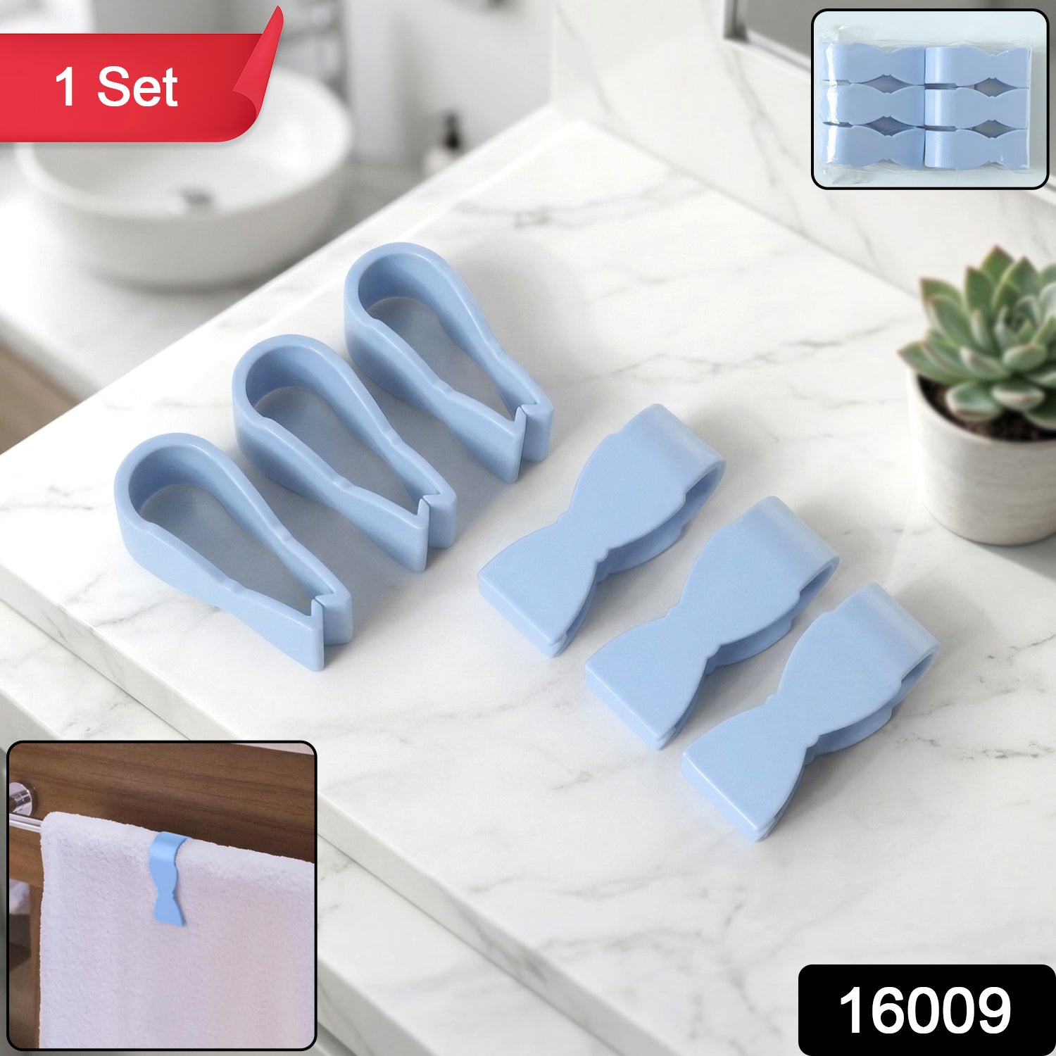 Wukusy multipurpose towel holder clips set with six durable metal clips on a white background