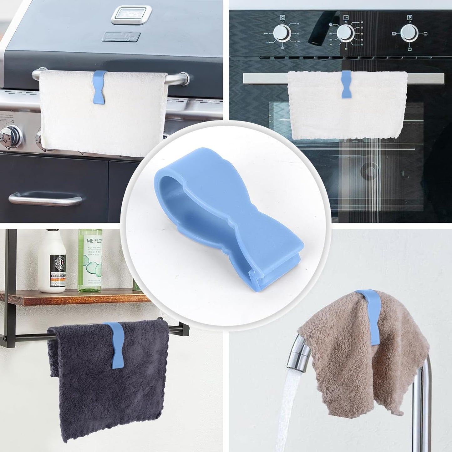 Set of six Wukusy multipurpose towel holder clips, durable and versatile for organizing towels and fabrics.