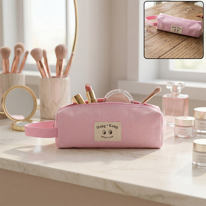 Wukusy multipurpose zipper pouch organizer for cosmetics and storage, compact bag with zipper closure and multiple compartments.