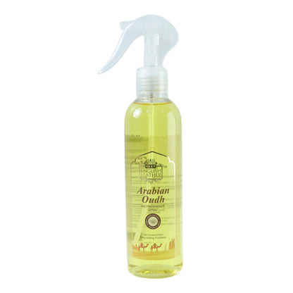 Next Premium Arabian Oudh air freshener spray by Wukusy, 250 ml bottle with elegant design and fragrant oud scent.