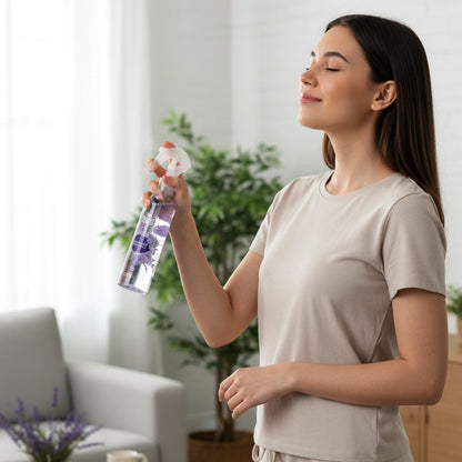 Wukusy Next Premium English Leather Lavender Air Freshener Spray 250ml bottle with lavender scent and leather fragrance.