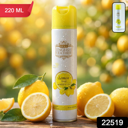 Wukusy Next Premium English Leather Lemon air freshener spray bottle, 220 ml, with a sleek design and fresh lemon scent.