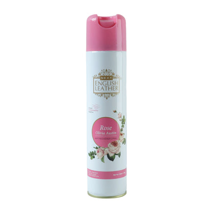 Wukusy Next Premium English Leather Rose air freshener spray bottle, 220 ml, with floral and leather scent design.