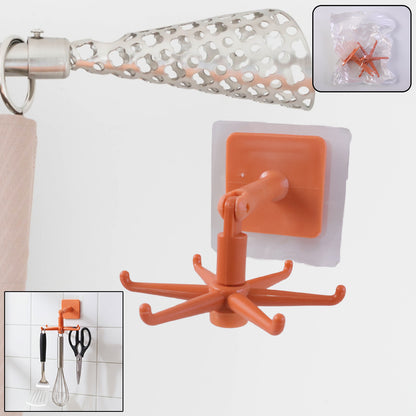 Wukusy orange 360 rotating wall-mounted kitchen utensils hook stand with multiple hooks for hanging tools
