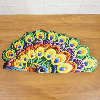 Wukusy peacock design decorative floor mat, 58x58 cm, featuring vibrant peacock patterns on a stylish floor covering.