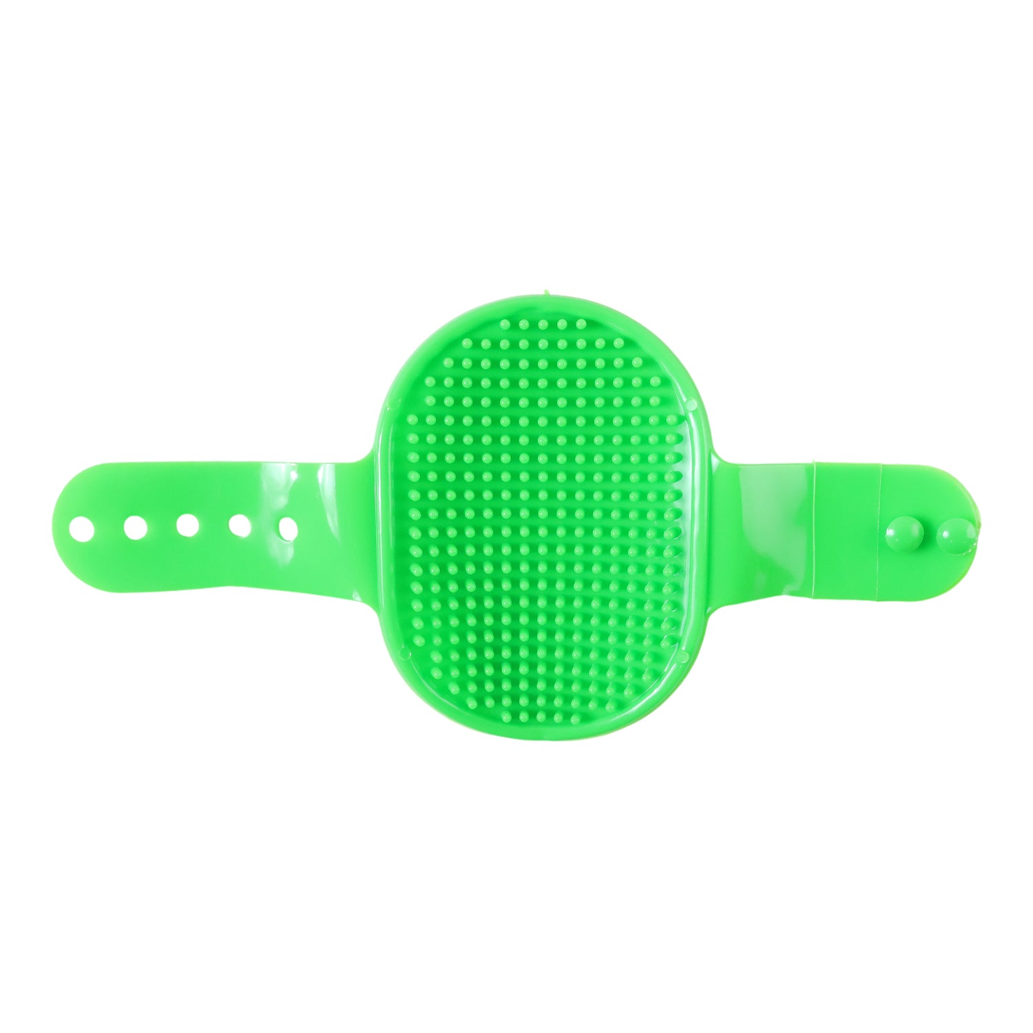 Wukusy pet grooming bath brush with adjustable hand strap for dogs and cats, designed for easy bathing and shedding control.