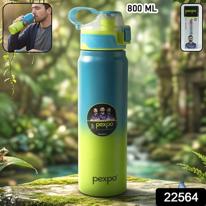 Wukusy Pexpo Amaze insulated stainless steel water bottle, 800ml, for hot and cold beverages, with a sleek design and secure lid.