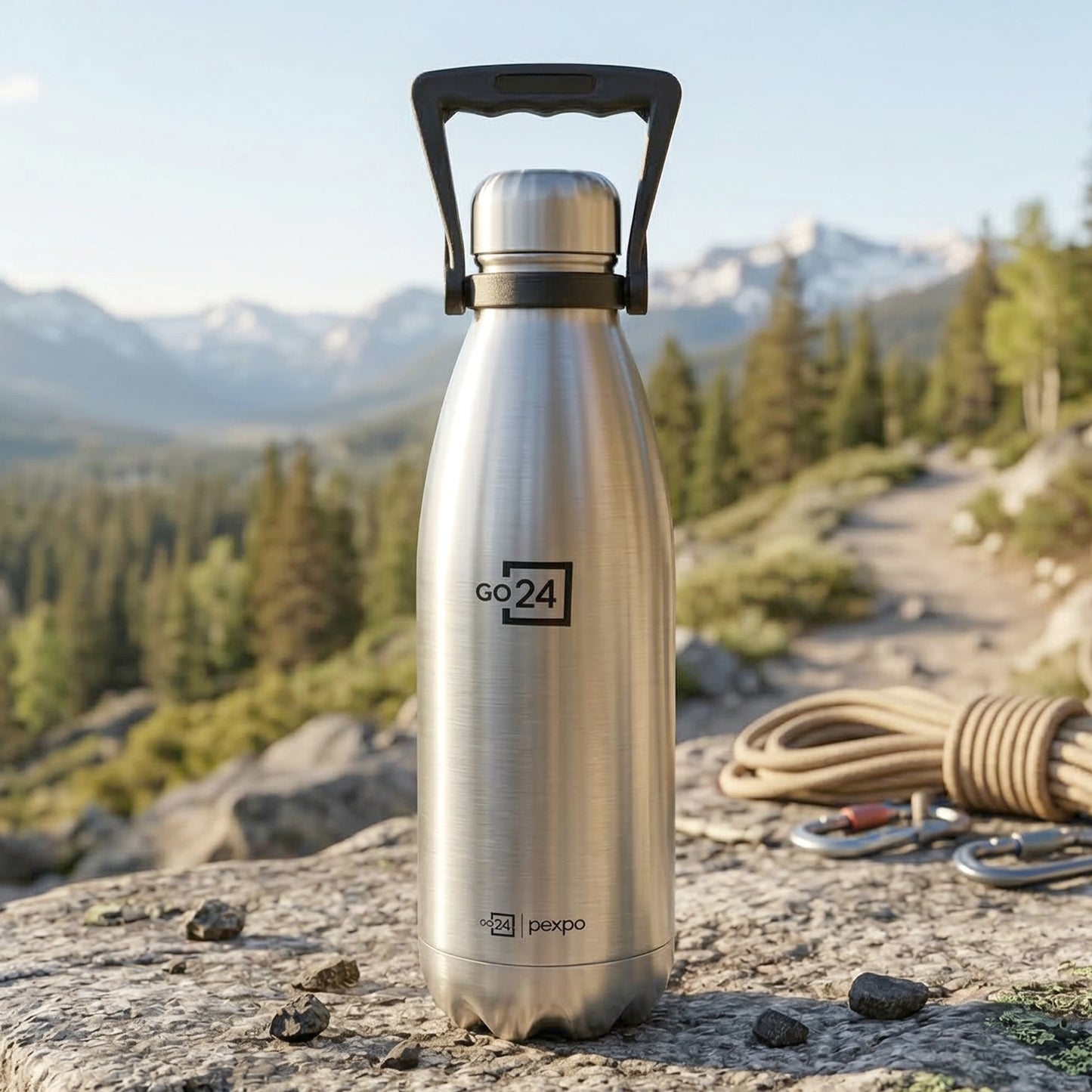 Wukusy Pexpo Echo 1500ml vacuum insulated stainless steel water bottle, hot and cold beverage bottle with sleek design.
