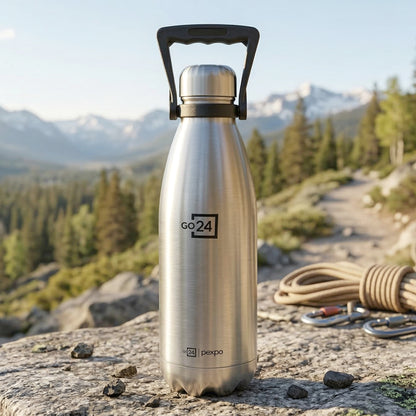 Wukusy Pexpo Echo 1500ml vacuum insulated stainless steel water bottle, hot and cold beverage bottle with sleek design.