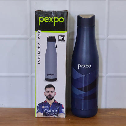 Wukusy Pexpo Infinity Art vacuum insulated stainless steel water bottle, 750 ml, with sleek design and leak-proof lid.