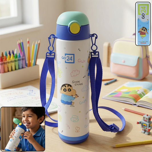 Wukusy Pexpo Kids stainless steel water bottle, 500 ml, with colorful lid and leak-proof cap, ideal for school use