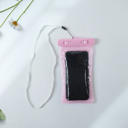 Pink waterproof phone pouch bag by Wukusy, versatile mobile cover protecting smartphone from water and moisture.