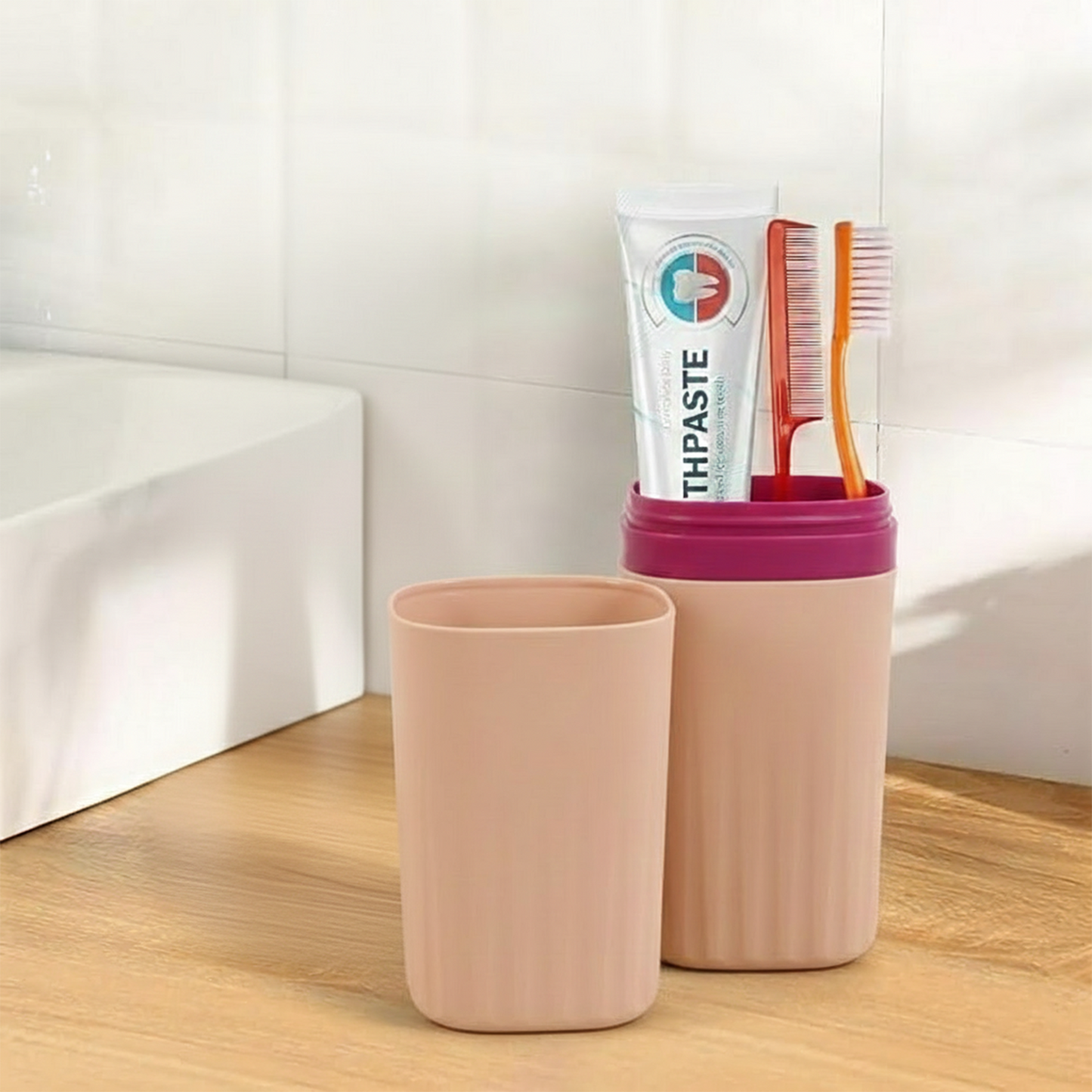 Two Wukusy plastic hygienic toothbrush travel cases, portable and hygienic, for safe storage during travel.