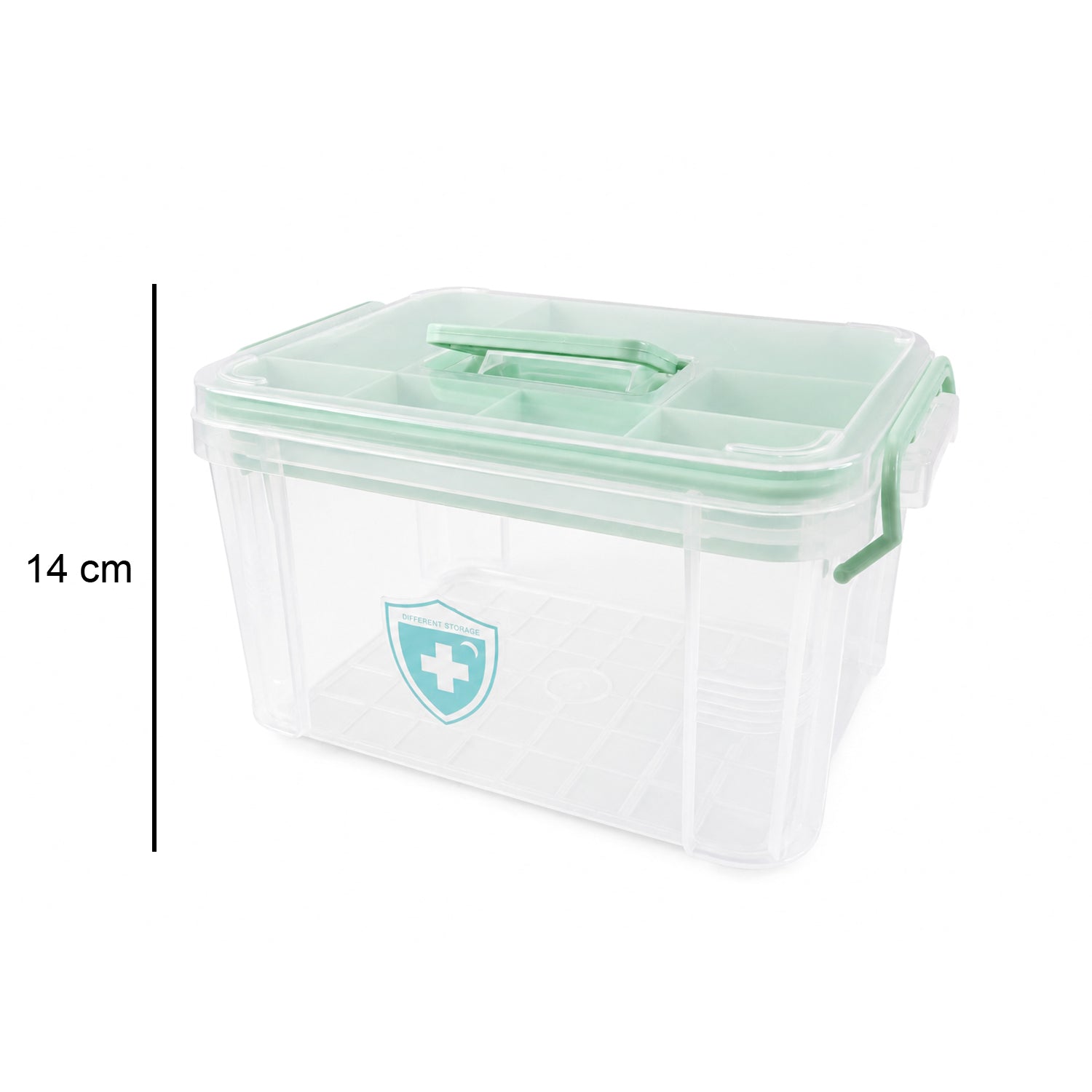 Wukusy plastic medicine storage box with lid, first aid tablet organizer, healthcare container for pills and tablets.