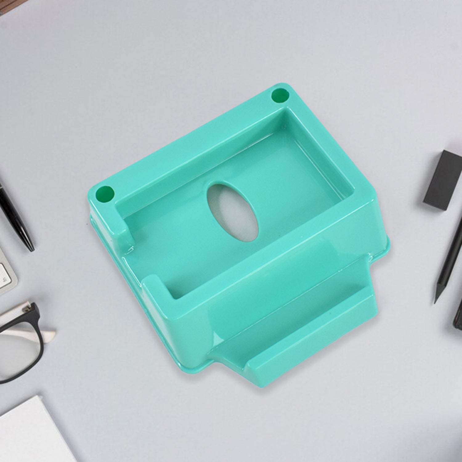 Set of four Wukusy plastic mobile phone stand holders with adjustable angles, ideal for hands-free viewing and desk use.