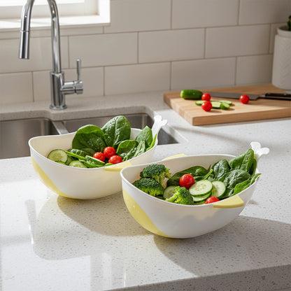 Wukusy plastic washing bowl and strainer set for rice, pulses, fruits, vegetables, noodles, and pasta cleaning.