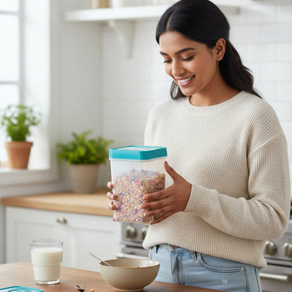 Wukusy Plastic Smart Seal Food Storage Container, 1200 ml, with airtight lid for fresh food storage