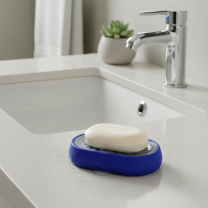 Wukusy plastic soap holder tray with drain slots for bathroom organization and soap drying.