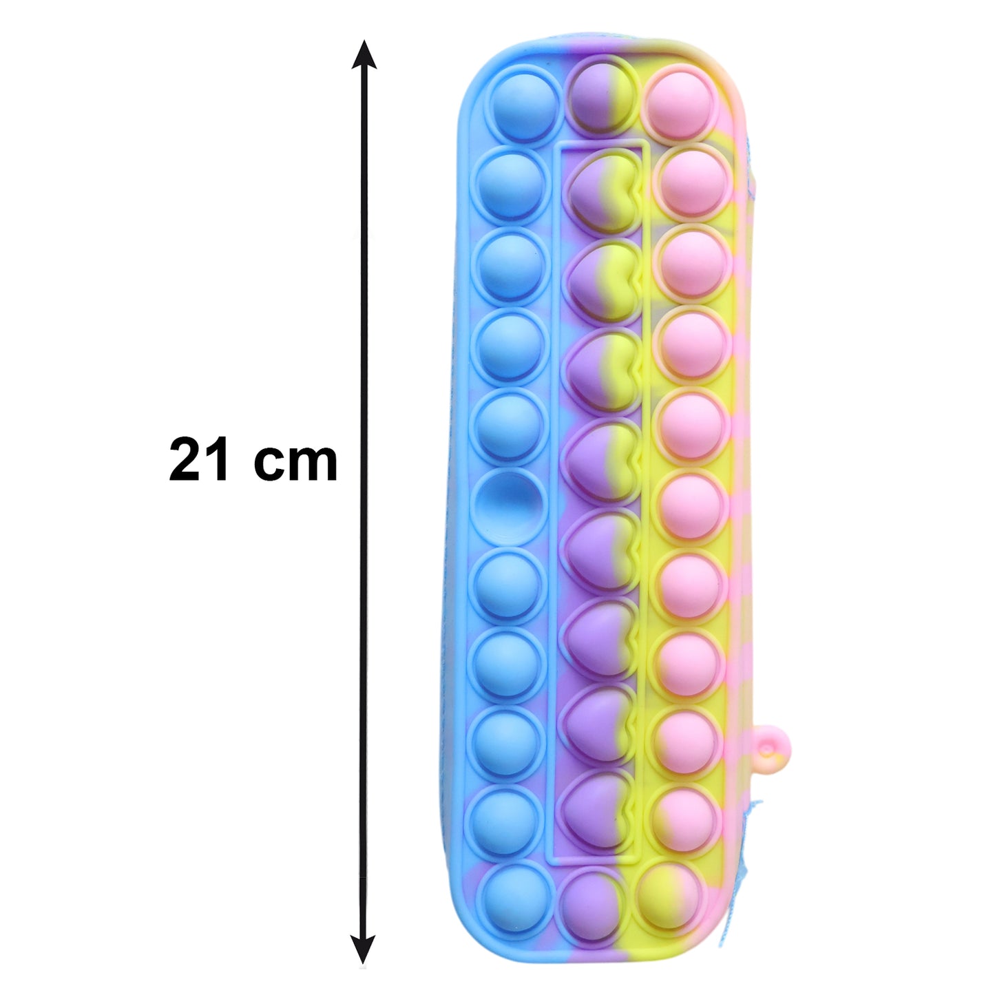 Wukusy Pop It silicone pencil pouch with zipper, compact and colorful for storing pens and stationery.