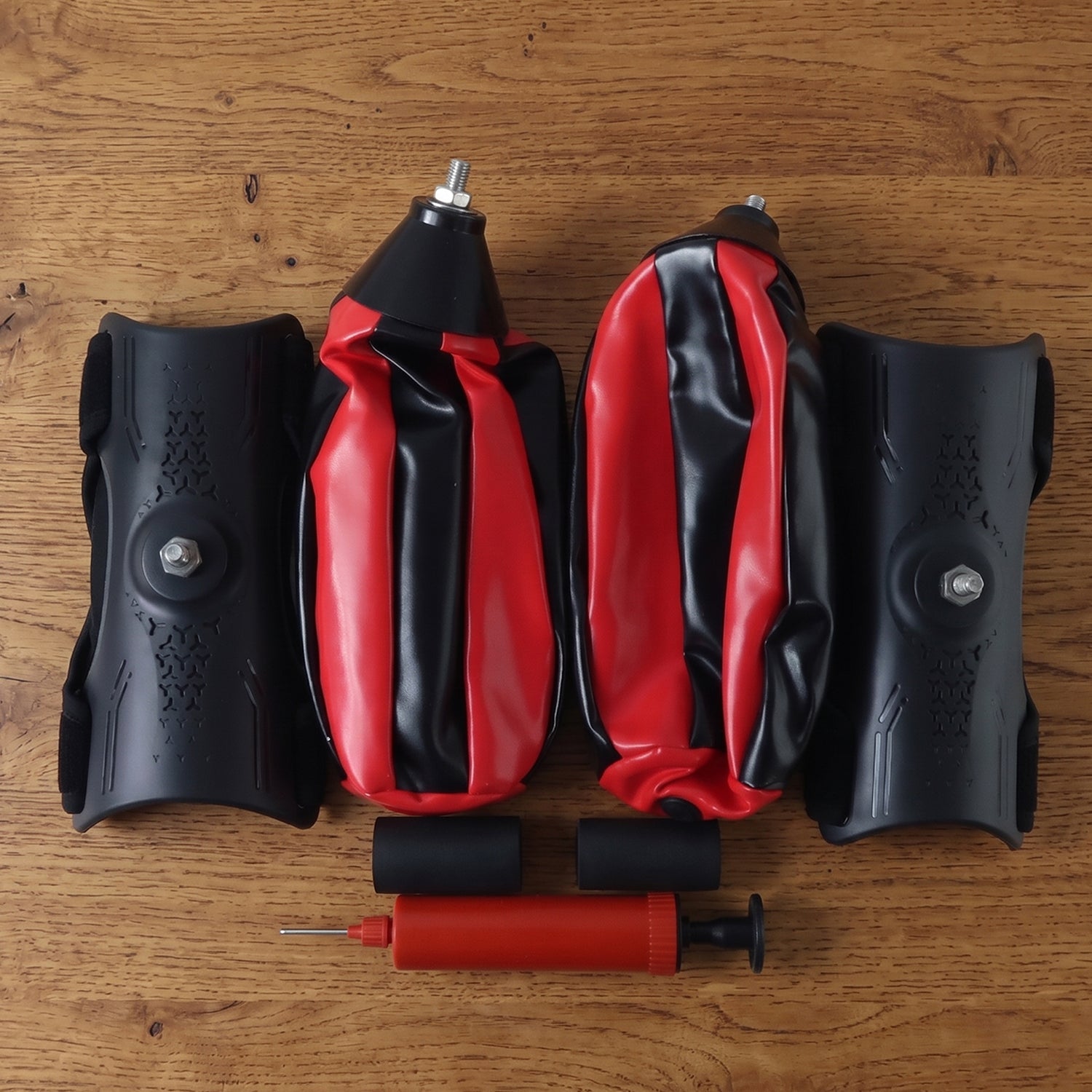 Wukusy portable B-grade inflatable punching bag with air pump, shown inflated and ready for boxing practice.