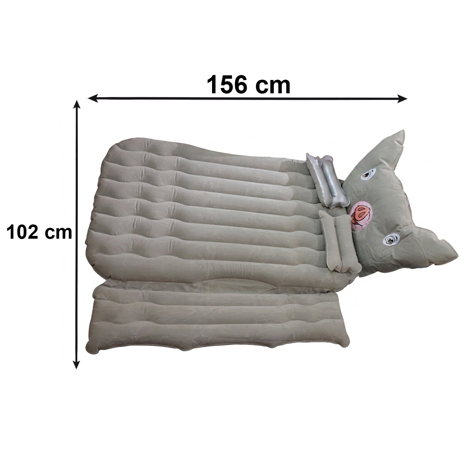 Wukusy portable car air mattress set with pig pillow and cushions, designed for travel comfort and in-car relaxation.