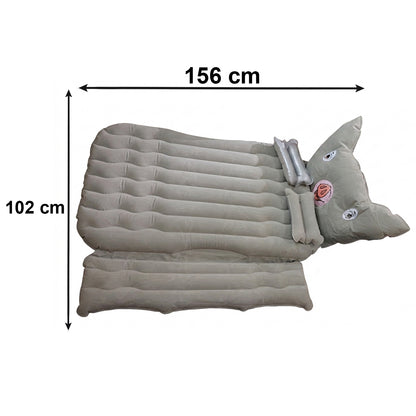Wukusy portable car air mattress set with pig pillow and cushions, designed for travel comfort and in-car relaxation.