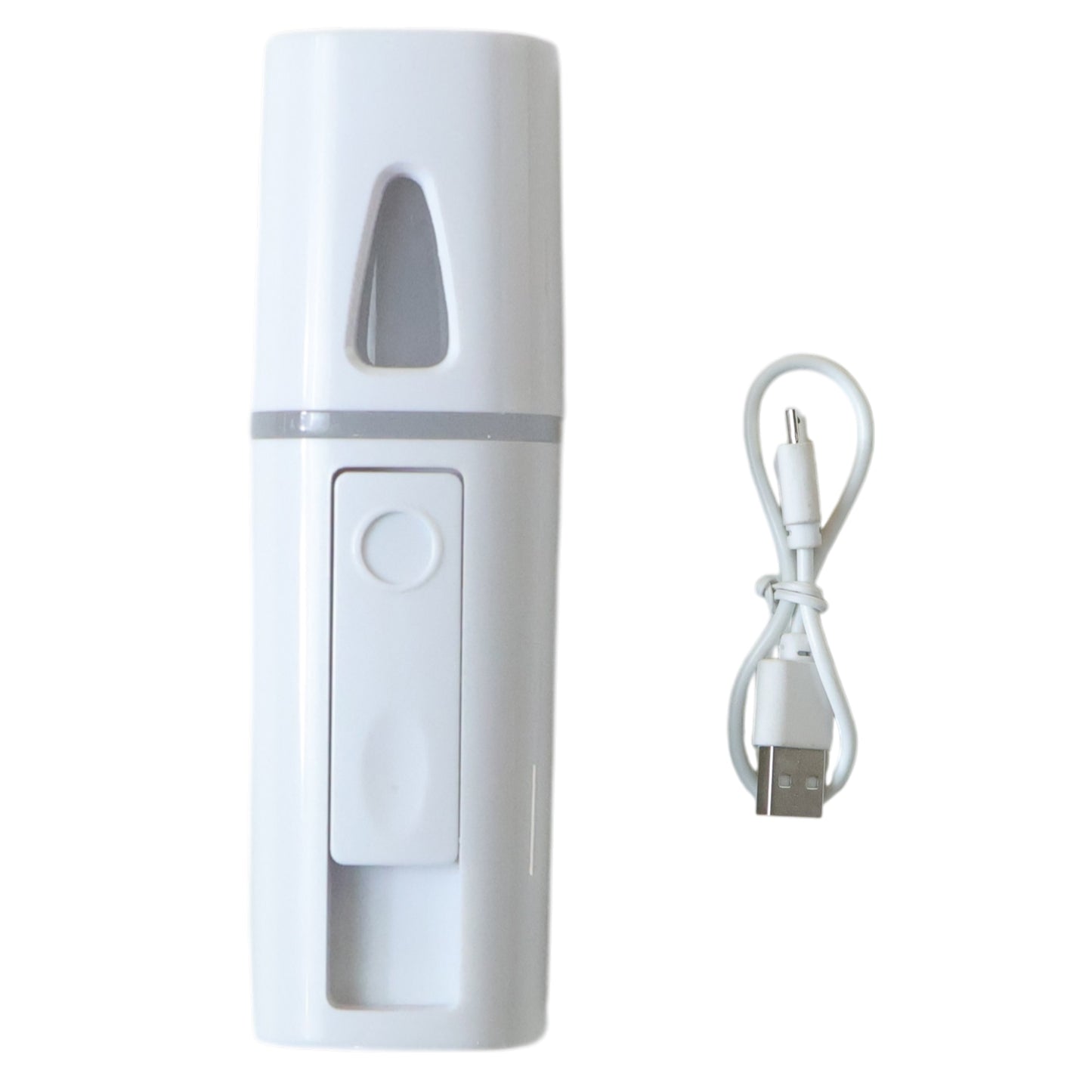 Wukusy portable humidifier nano mist sprayer showing a compact device emitting fine mist for indoor humidification.