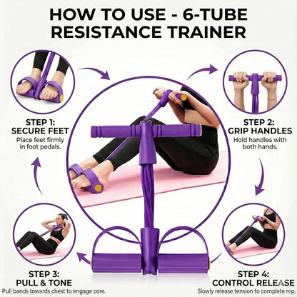 Wukusy portable pull rope resistance exerciser with foot pedal support, compact fitness equipment for strength training.
