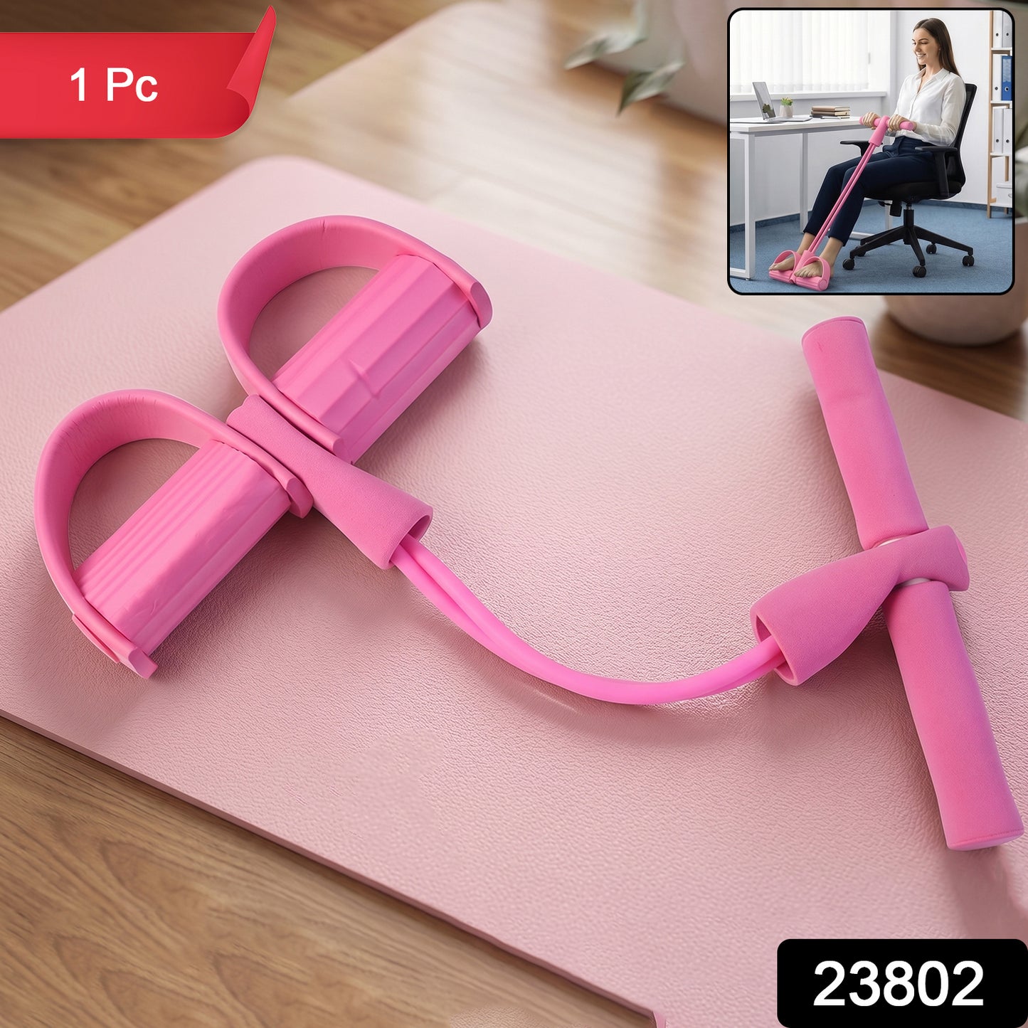 Wukusy portable pull rope resistance exerciser with foot pedal support for strength training and muscle toning.