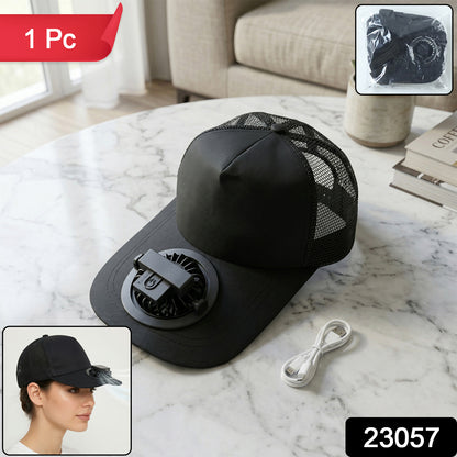 Wukusy portable USB rechargeable cooling cap with built-in mini fan, lightweight and adjustable for outdoor cooling comfort.