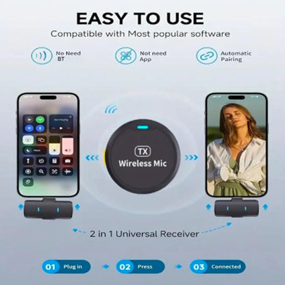Wukusy portable wireless lavalier microphone dual clip-on mic set for clear audio recording and hands-free communication.