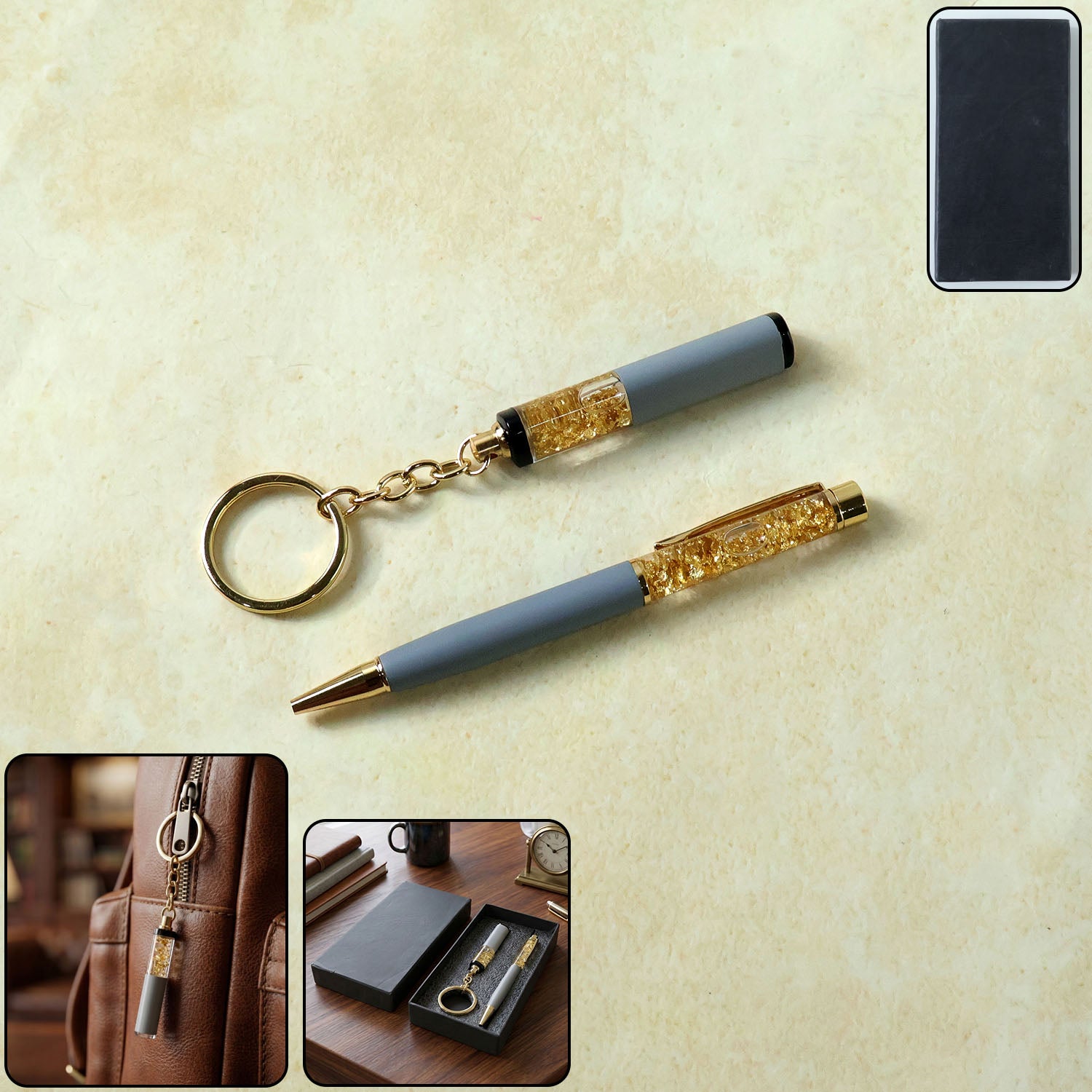 Wukusy premium 2-in-1 keychain and pen combo gift set with sleek design and durable metal finish.