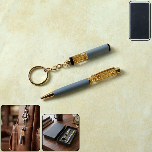 Wukusy premium 2-in-1 keychain and pen combo gift set with sleek design and durable metal finish.