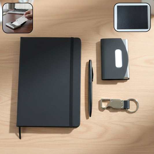 Wukusy premium 4-in-1 travel essentials combo set with organizer, toiletries bag, passport holder, and travel accessories.