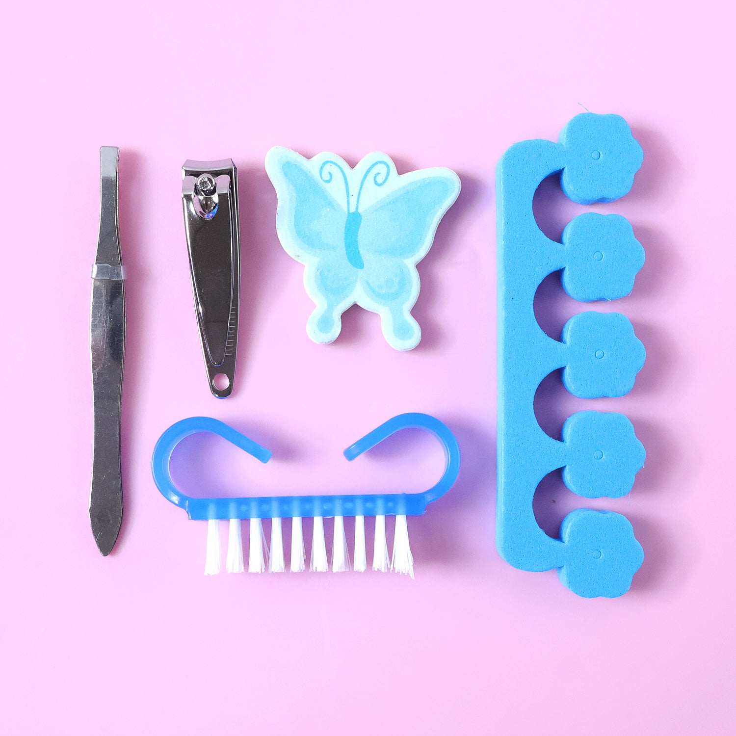 Wukusy Premium 5-in-1 Manicure Pedicure Kit with various tools for nail grooming and foot care.
