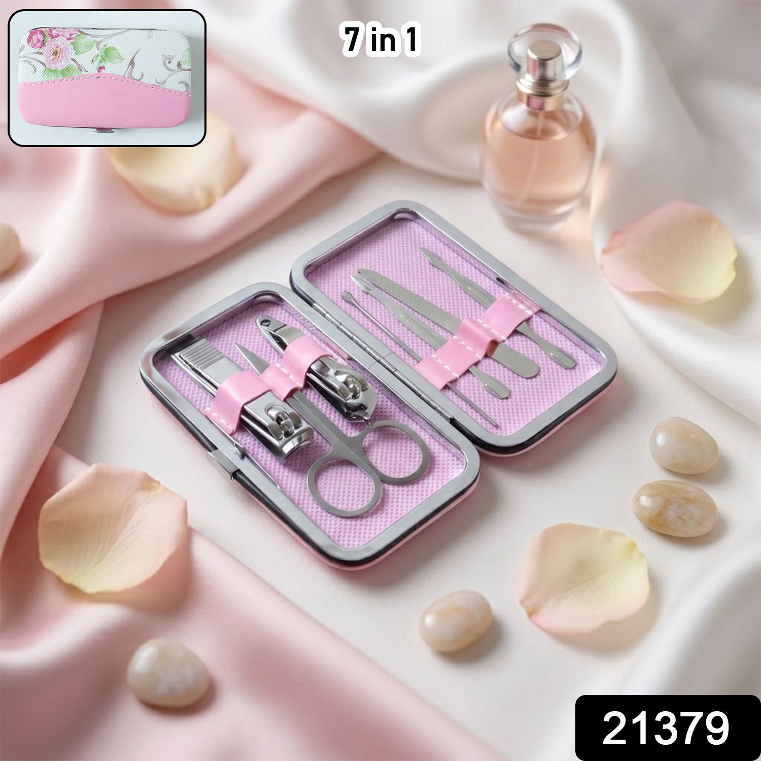 Wukusy Premium 7-in-1 Manicure Pedicure Nail Care Kit with various tools for nail grooming and care.