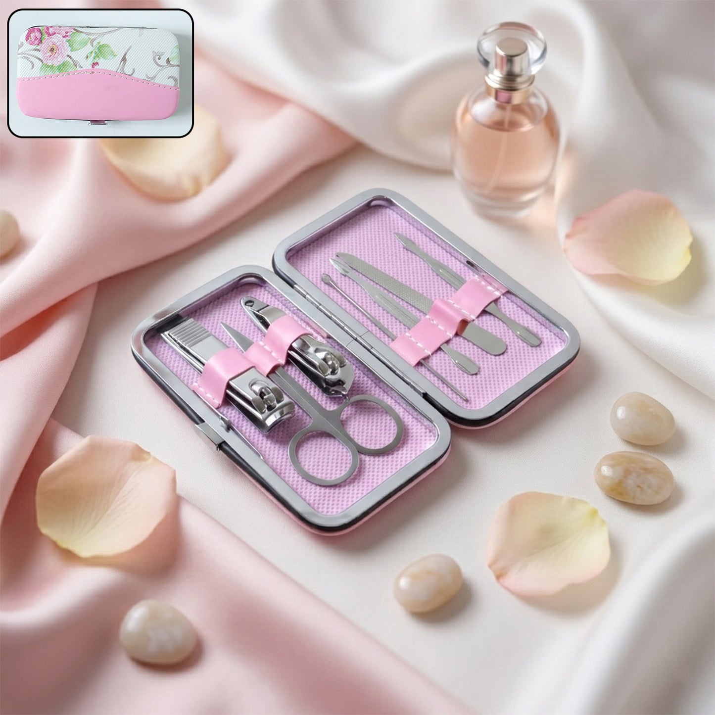 Wukusy Premium 7-in-1 Manicure Pedicure Nail Care Kit with various tools for nail grooming and care.