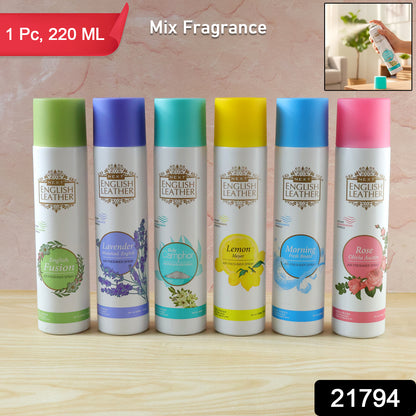 Wukusy Premium Air Freshener Spray Mix Fragrance 220ml bottle, showcasing the sleek design and labeling of the product.