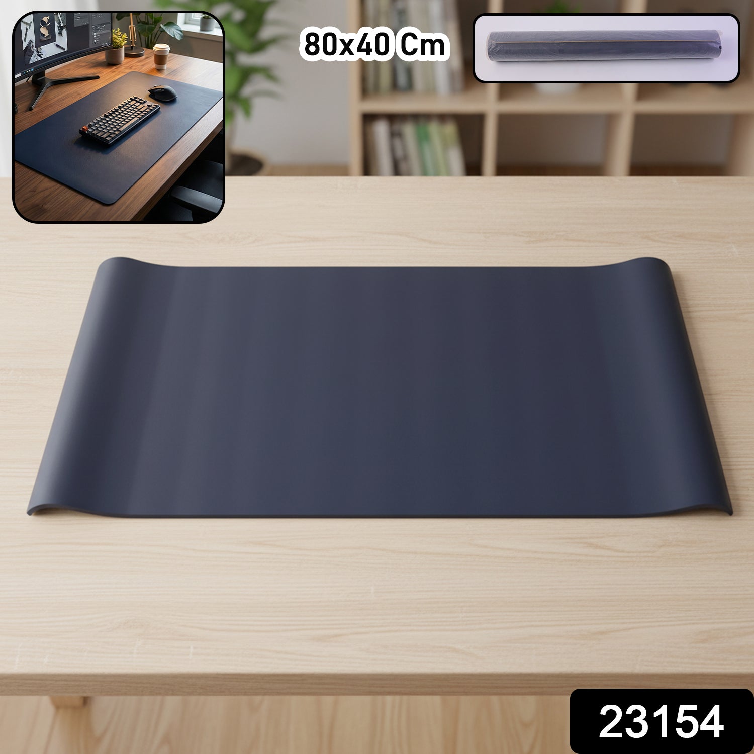 Wukusy premium anti-slip large desk mat and mouse pad, 80x40 cm, with textured surface for smooth mouse movement.