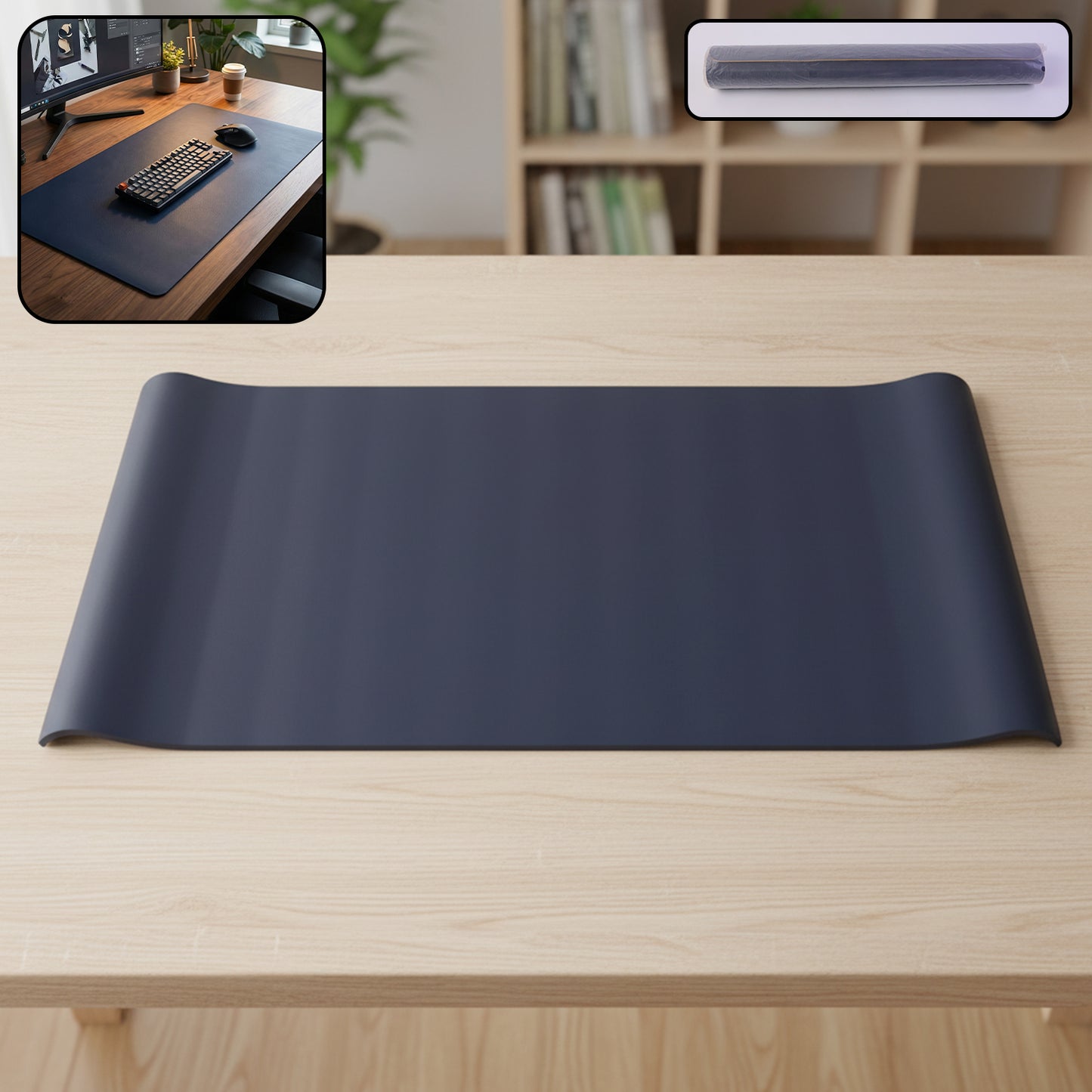 Wukusy premium anti-slip large desk mat mouse pad measuring 80x40 cm, with a smooth surface for comfortable mouse movement.