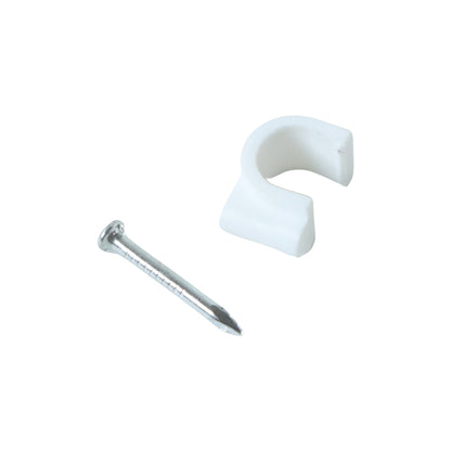 Wukusy premium cable management nail clips for wire organization, 100 pcs, 6mm size, holding cables neatly in place.