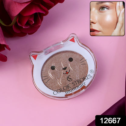 Wukusy Premium Color Strokes Shimmer Highlighter in a sleek compact, showcasing vibrant, shimmering makeup for radiant skin.