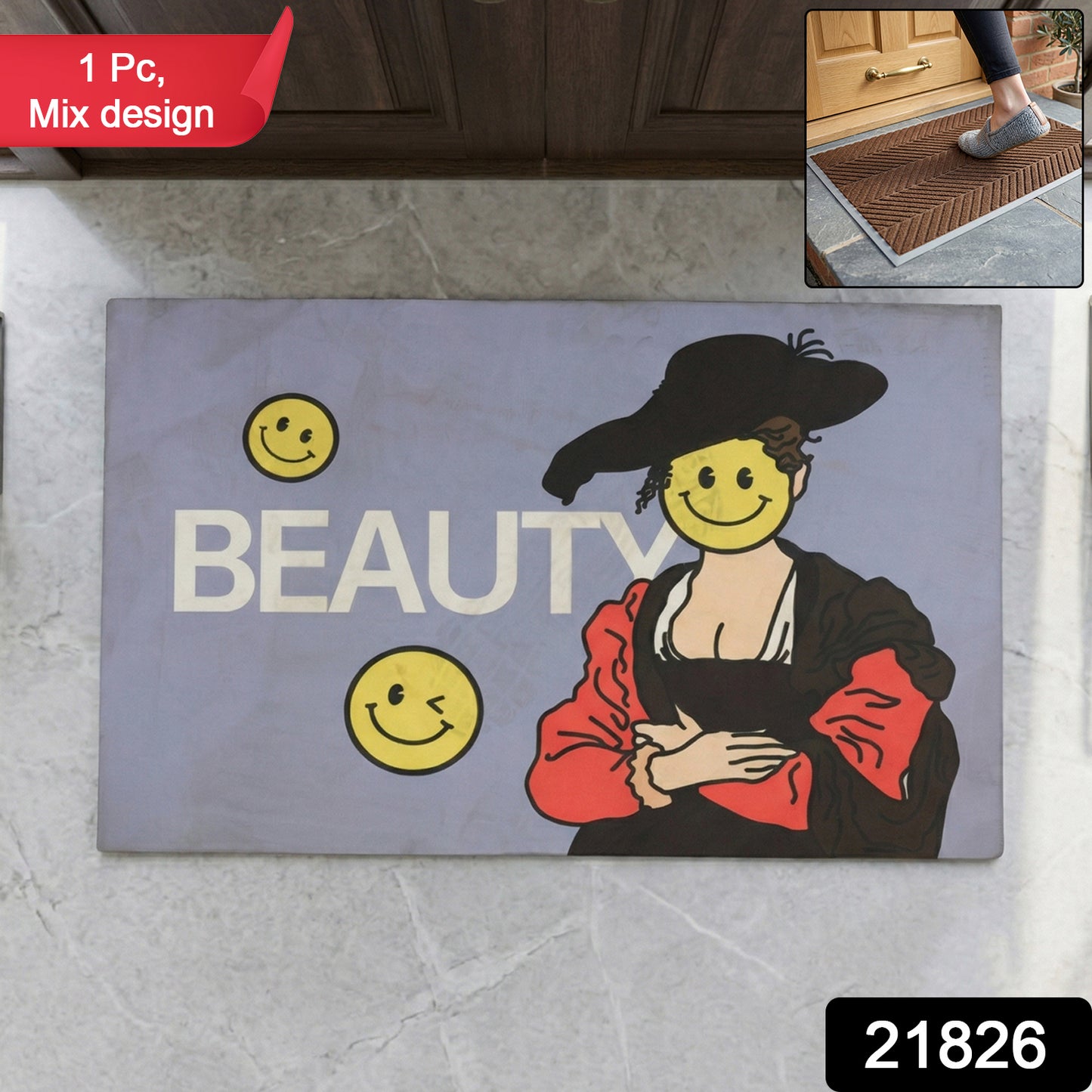 Wukusy premium designer anti-slip door mat with mixed pattern, made of durable material for safe, stylish entryway use.