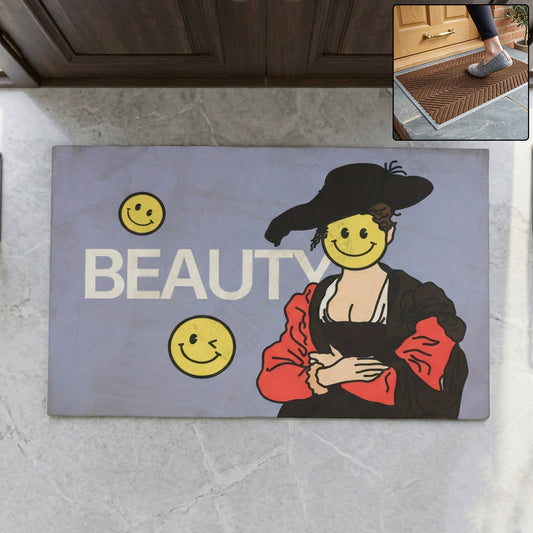 Wukusy premium designer anti-slip door mat with a mix of stylish patterns, made to prevent slipping and add decor to entryways.
