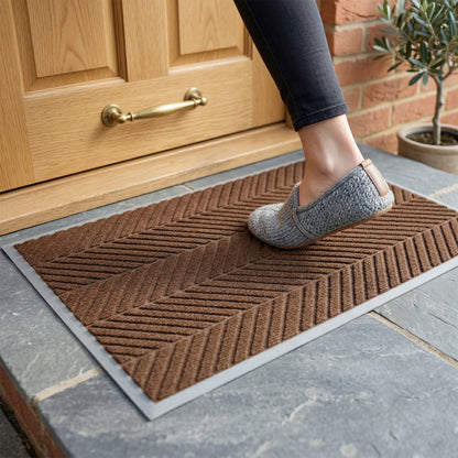 Wukusy premium designer anti-slip door mat with mixed patterns, durable and stylish for indoor or outdoor use.