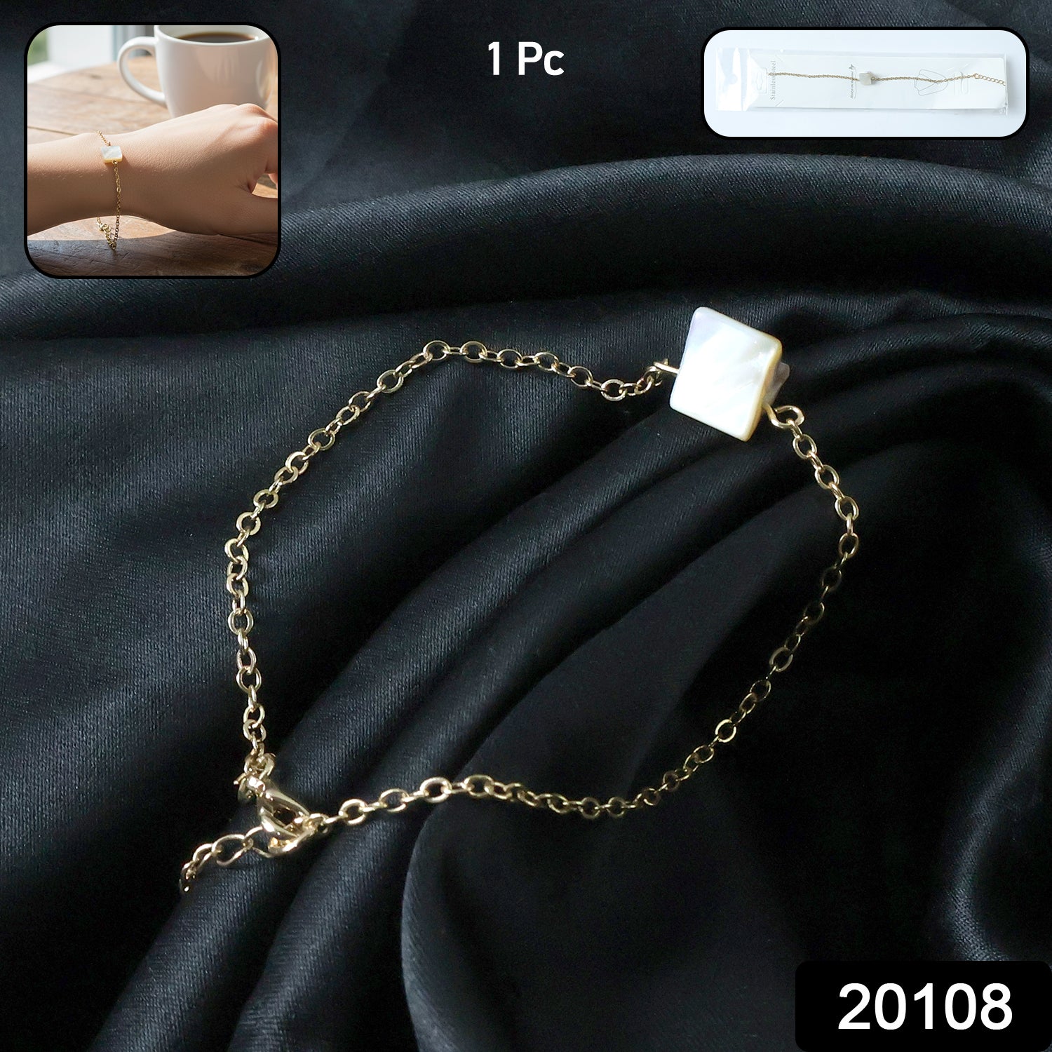 Elegant adjustable chain bracelet by Wukusy with mixed design, showcasing detailed metal links on a neutral background.